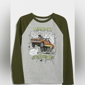 GAP Midnight Monster Drags Long Sleeve Tee - Green and Gray NWOT Large